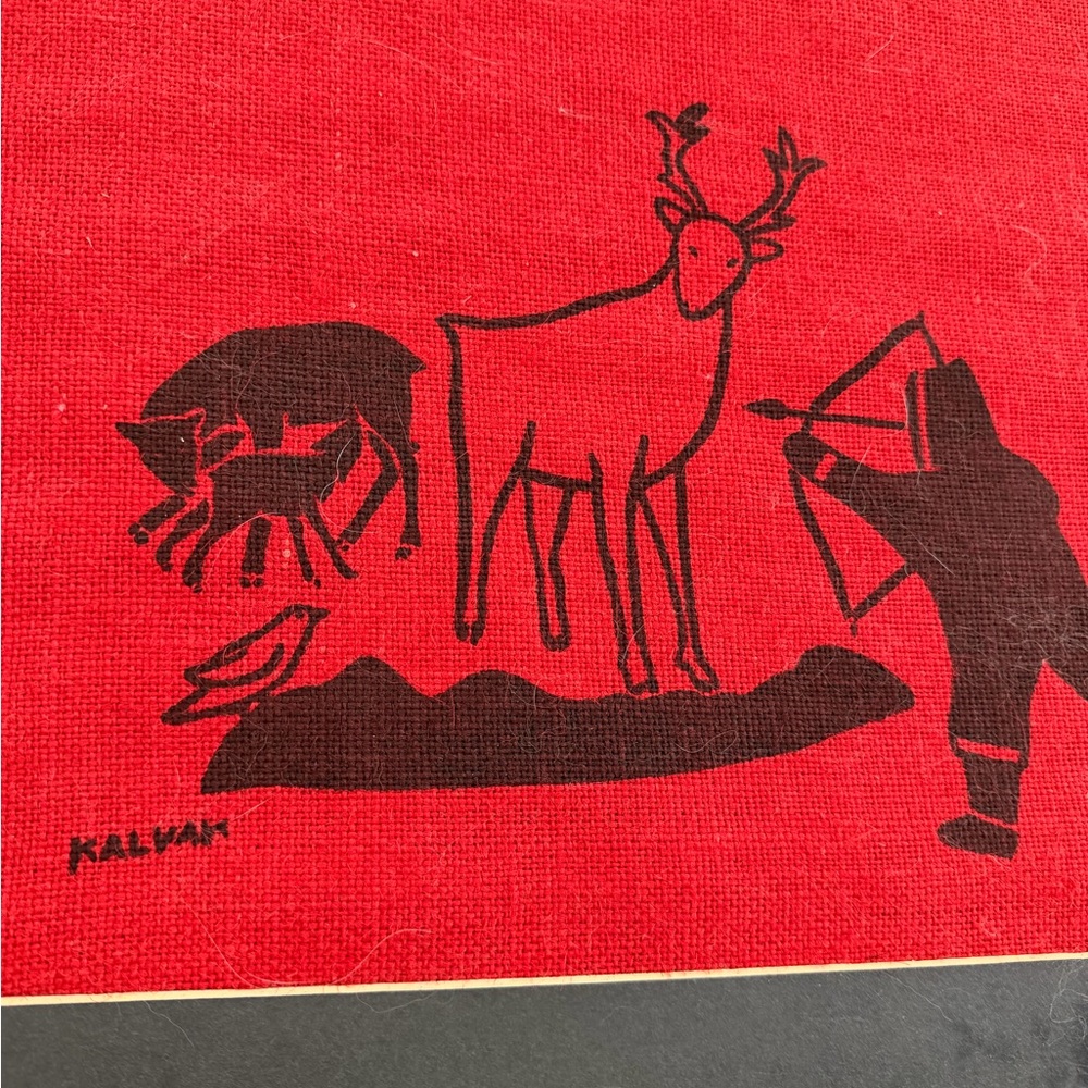 Helen Kalvak Original Inuit Eskimo Print On Burlap “The Hunt” signed